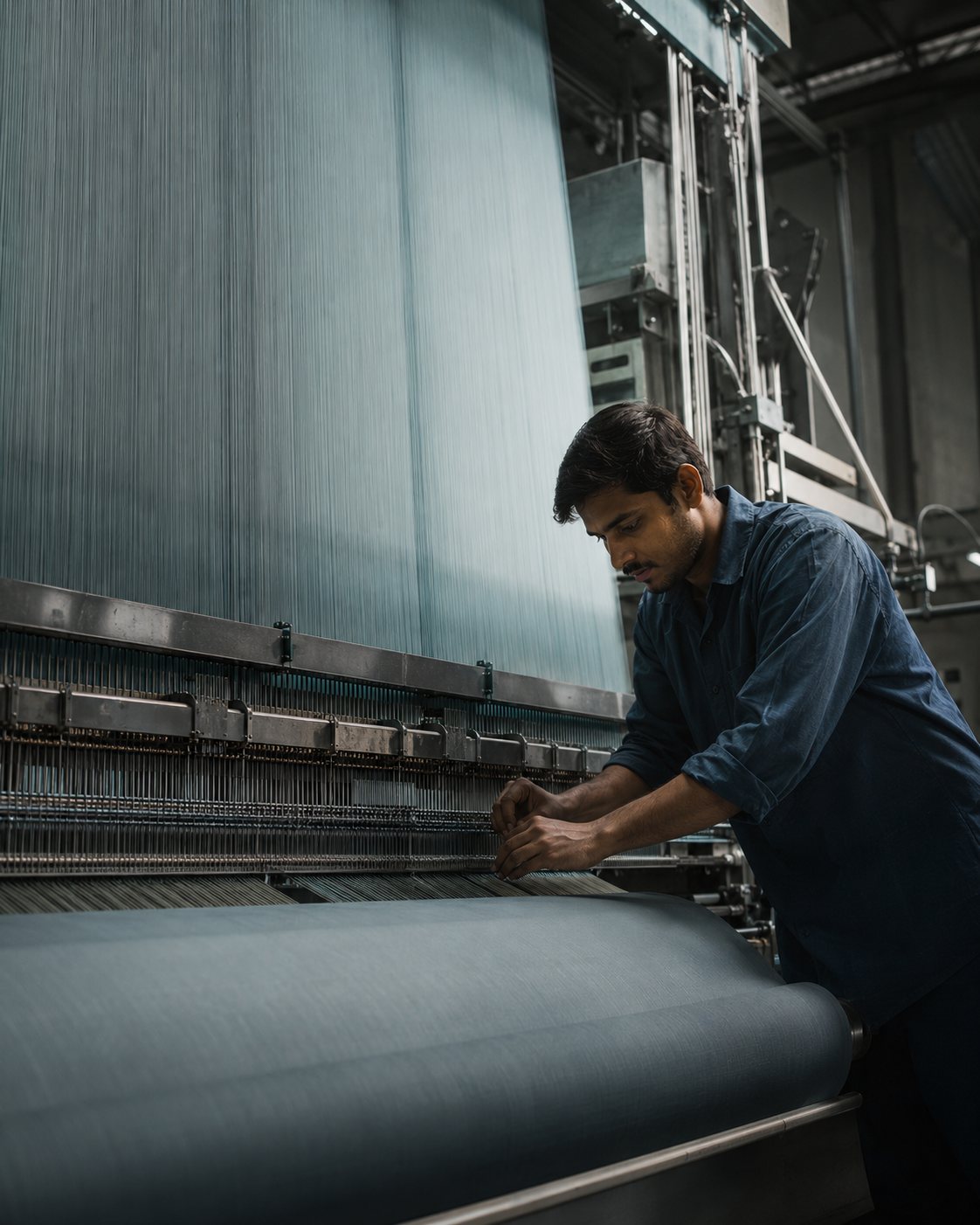 Weaving technician at work